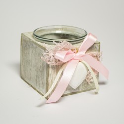 Μπομπονιέρα Βάπτισης Κηροπήγιο Καρδιά