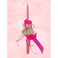 Χειροποίητη πασχαλινή λαμπάδα με φιογκάκια (Νο.1)