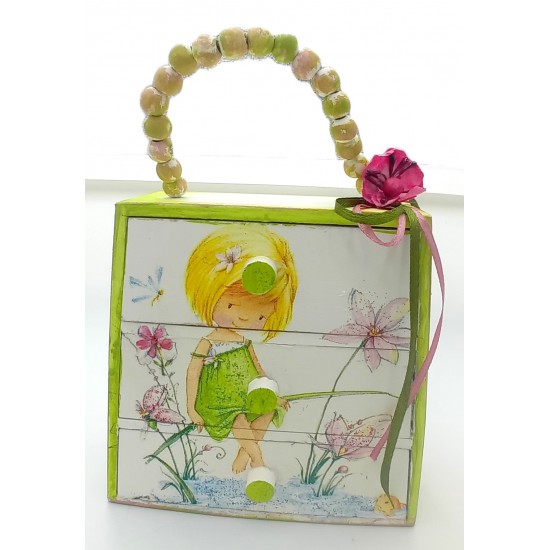 Χειροποίητη Ξύλινη Μπιζουτιέρα Πράσινη