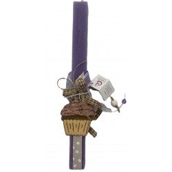 Χειροποίητη Πασχαλινή Λαμπάδα - Cupcake Μωβ