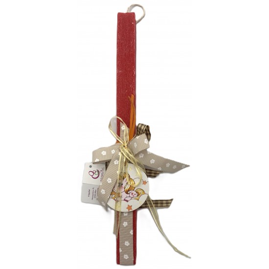 Χειροποίητη Πασχαλινή Λαμπάδα - Unicorn Κόκκινο