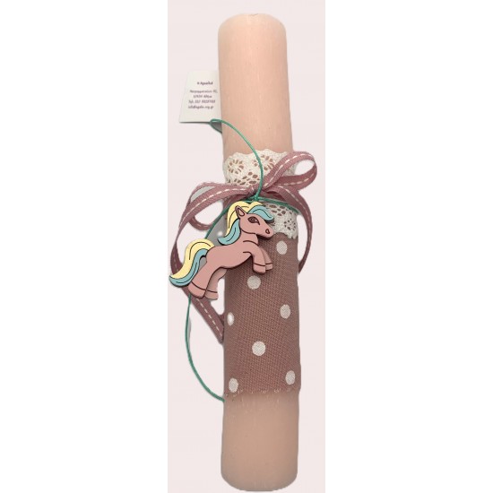 Χειροποίητη Πασχαλινή Λαμπάδα - Unicorn Ροζ