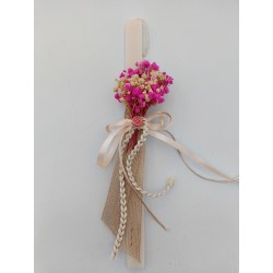 Χειροποίητη Πασχαλινή Λαμπάδα - Φυσικά Αποξηραμένα Υλικά Εκρού