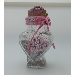 Διακοσμητικό χριστουγεννιάτικο μπουκαλάκι - Ροζ πολύχρωμο