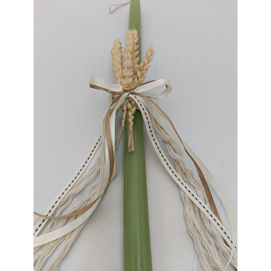 Χειροποίητη Πασχαλινή Λαμπάδα - Φυσικά Αποξηραμένα Υλικά Πράσινη