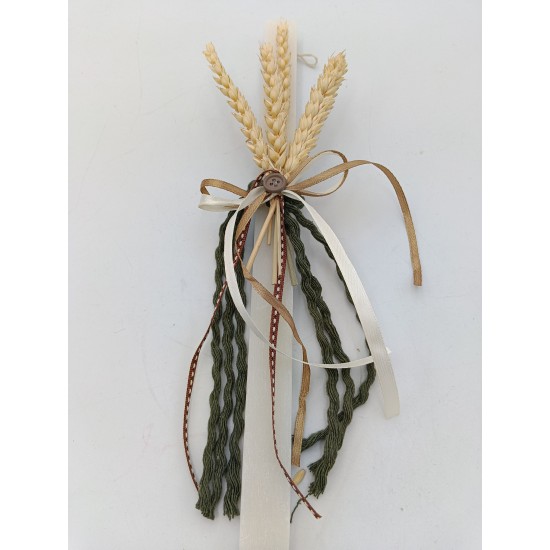 Χειροποίητη Πασχαλινή Λαμπάδα - Φυσικά Αποξηραμένα Υλικά Λευκή