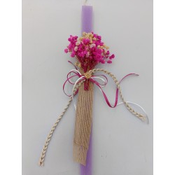  Χειροποίητη Πασχαλινή Λαμπάδα - Φυσικά Αποξηραμένα Υλικά Lilac