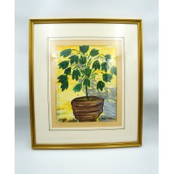 Πίνακας - Φυτό στη γλάστρα, ακρυλικά σε χαρτί