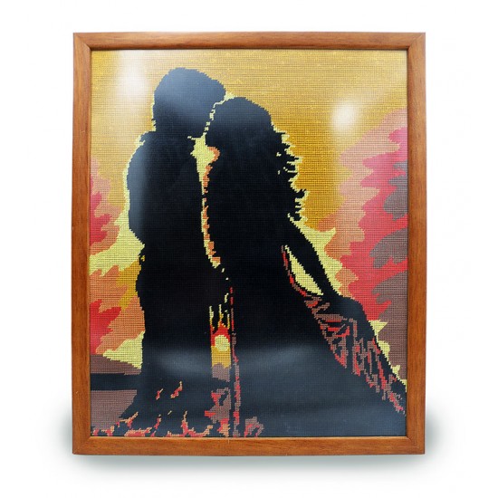 Πίνακας - Κέντημα με ρομαντικό ζευγάρι